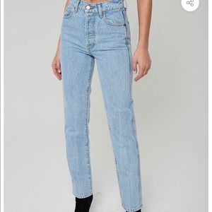REVICE Light Wash High-Rise Straight Jeans